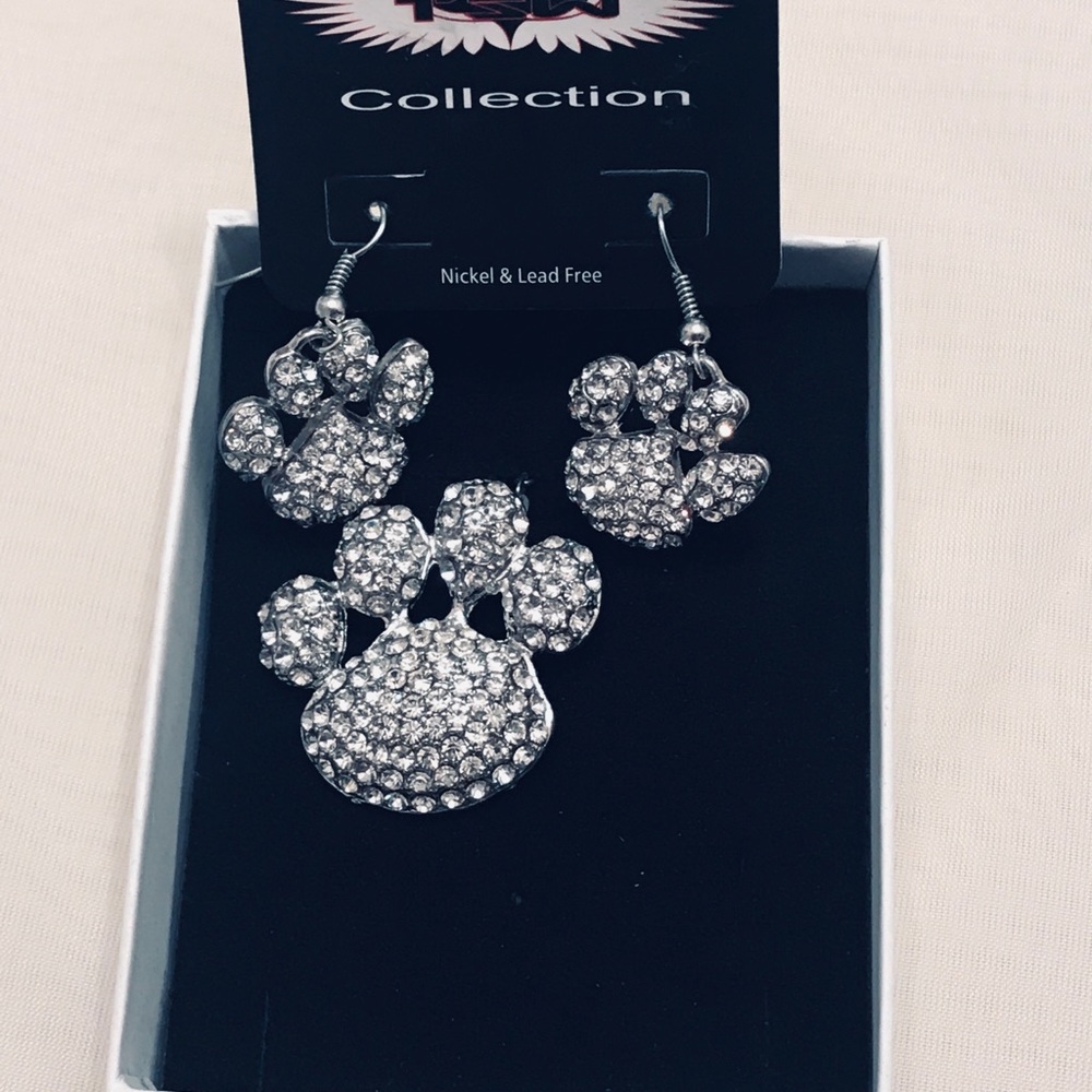 New Dog paws necklace & earring matching set